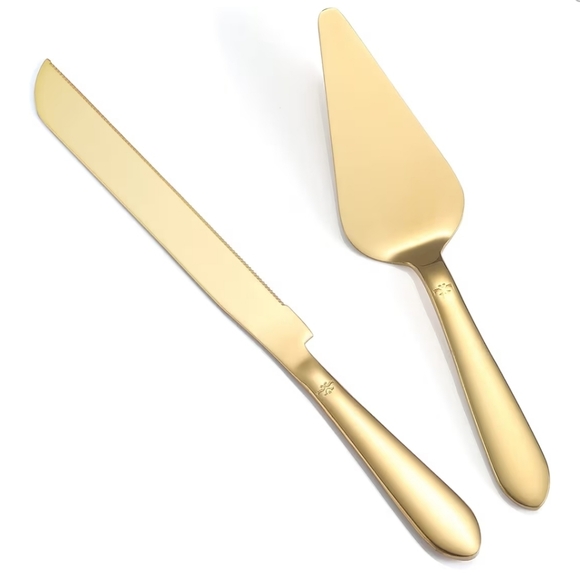 Other - Cake Cutting Set Gold Knife And Server